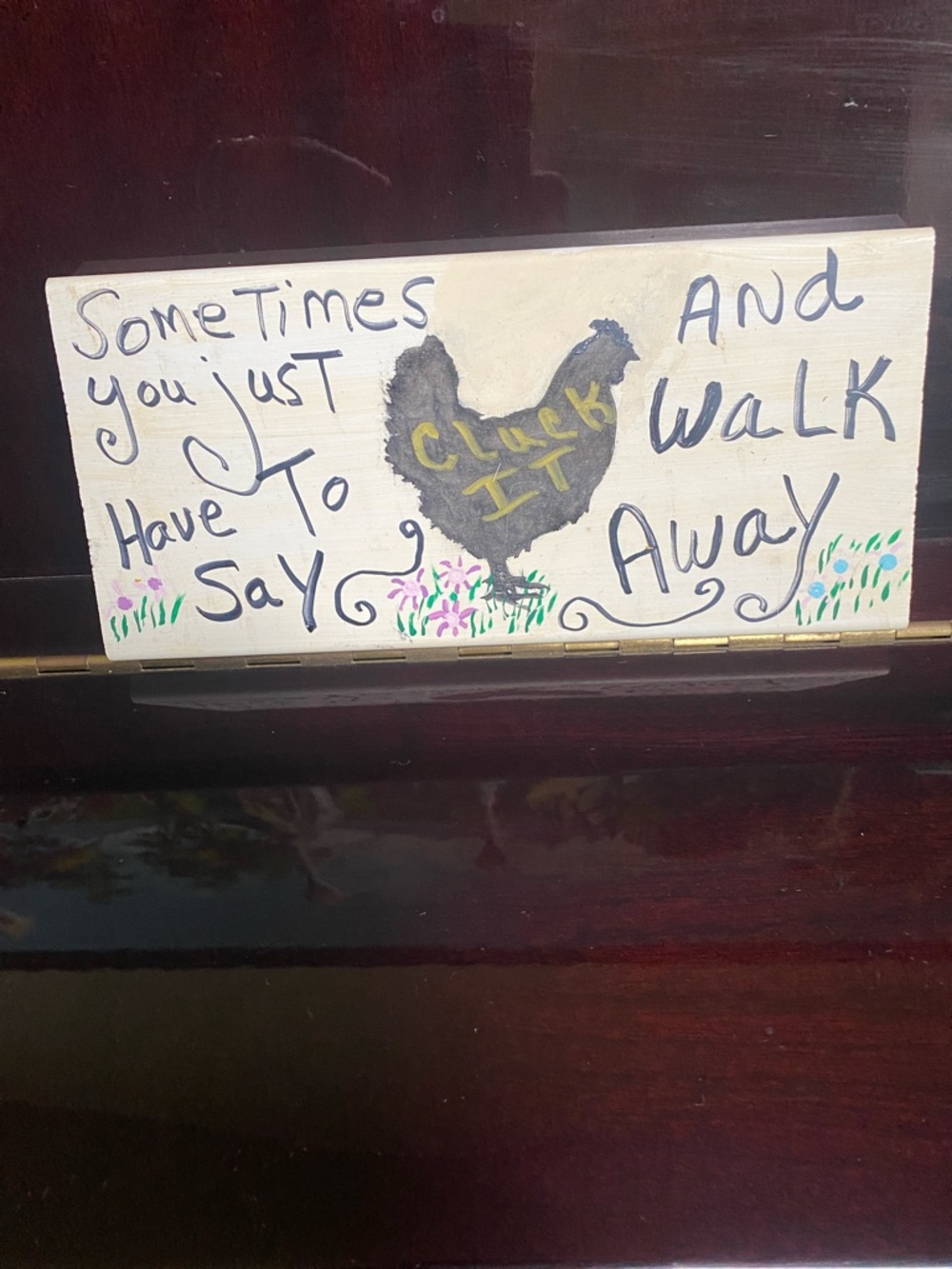 Hand-Painted Wood Sign "Cluck It" - Neutral, Black, Yellow